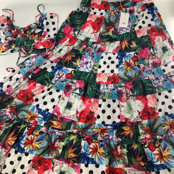 LATISTE Plus Size Print Party Lace-Up Back Maxi Skirt Two Piece Set - Picture 8 of 10